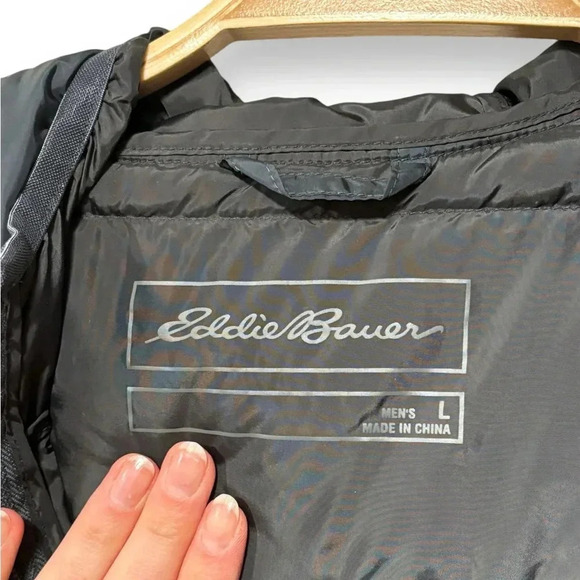 Eddie Bauer Men's Hooded Navy Blue Down Feather Puffer Coat Jacket Size Large - Picture 5 of 6